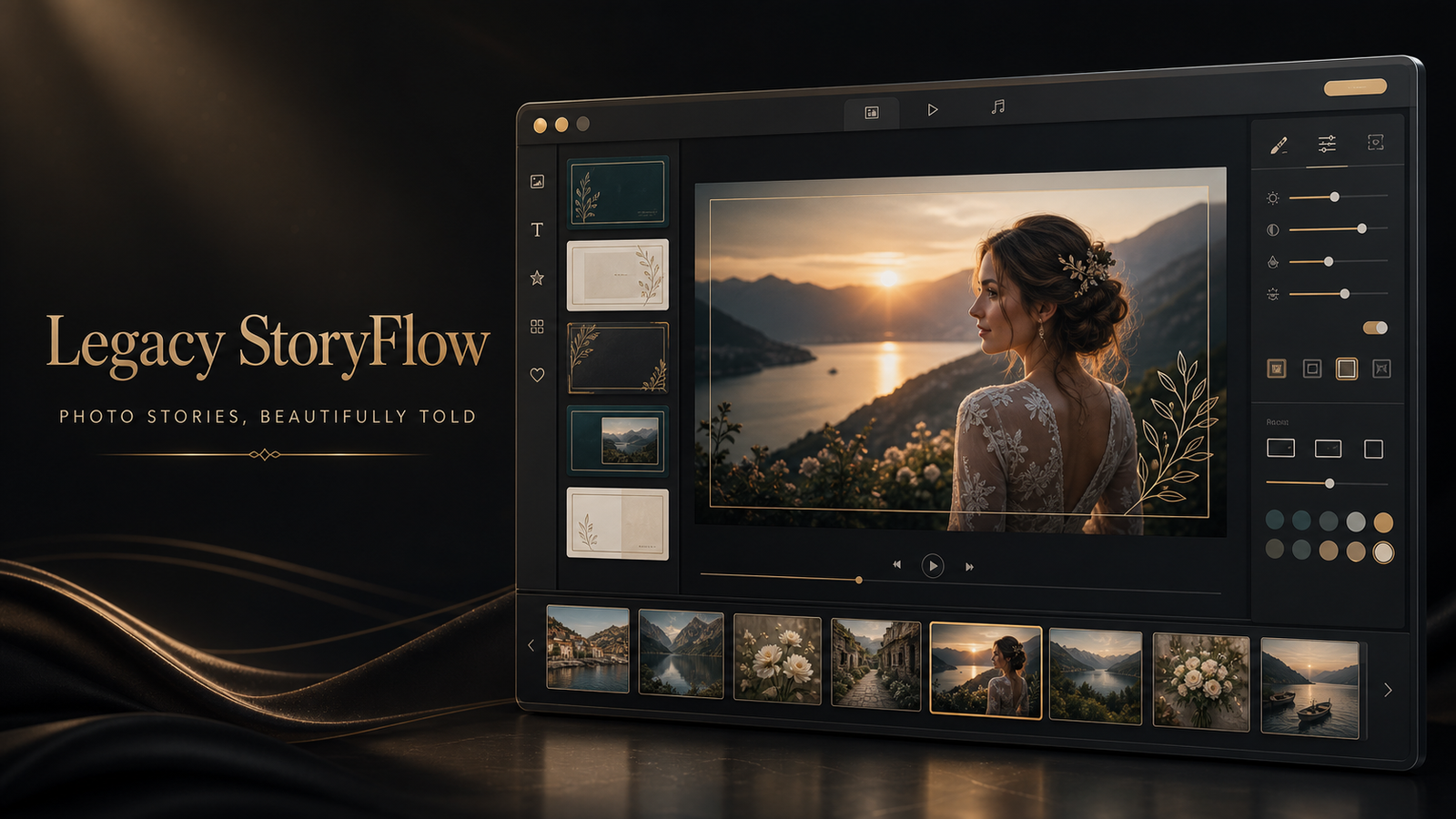 Legacy StoryFlow promotional artwork featuring photo storytelling