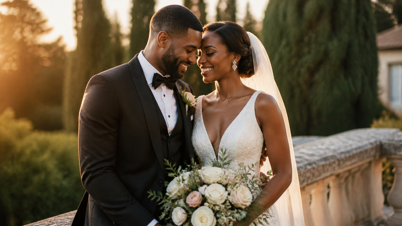 A couple celebrating their wedding