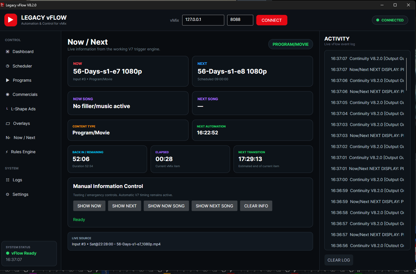 Legacy vFlow — authentic automation and control interface
