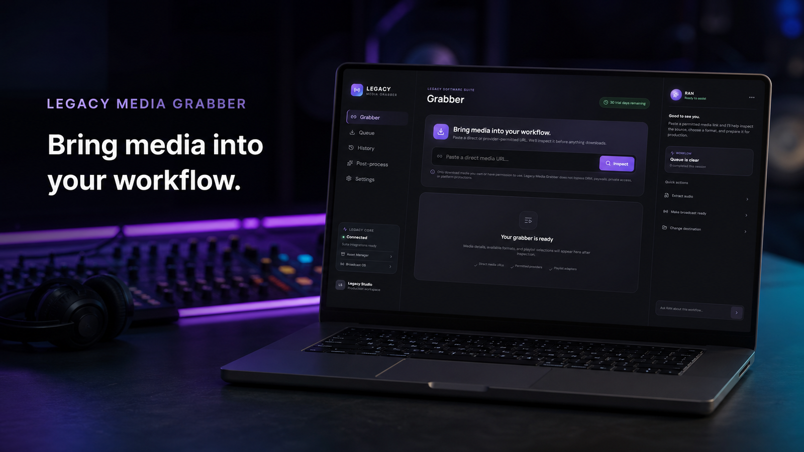 Legacy Media Grabber media acquisition workflow
